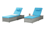 OUTDOOR SOFA PE RATTAN FURNITURE DECK CHAIR GRAY RATTAN
