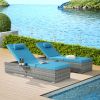 OUTDOOR SOFA PE RATTAN FURNITURE DECK CHAIR GRAY RATTAN