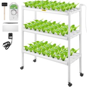 VEVOR Hydroponics Growing System, 108 Sites 12 Food-Grade PVC-U Pipes, 3 Layers Indoor Planting Kit with Water Pump, Timer, Nest Basket, Sponge