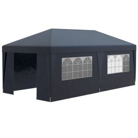 Outsunny 10' x 19.5' Pop Up Canopy Tent with Sidewalls, Height Adjustable Large Party Tent Event Shelter with Leg Weight Bags