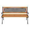 49" Garden Bench Patio Porch Chair Deck Hardwood Cast Iron Love Seat Weave Style Back