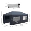 Outsunny 10' x 19.5' Pop Up Canopy Tent with Sidewalls, Height Adjustable Large Party Tent Event Shelter with Leg Weight Bags
