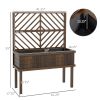 Outsunny Raised Garden Bed with Trellis for Climbing Plants, Vegetable, Grape Vines, Wood Planter with Legs