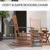 Outsunny Outdoor Rocking Chair Set of 2 with Side Table, Patio Wooden Rocking Chair with Smooth Armrests, High Back for Garden, Balcony, Porch