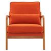 Oak Armrest Oak Upholstered Single Lounge Chair Indoor Lounge Chair Burnt Orange Color