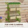 Outsunny 4 Box Raised Garden Bed with Trellis for Vine Flowers & Climbing Plants, 31.5" Tall Wall-Mounted Wood Planter Box Set with Adjustable Height
