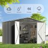 Outdoor Sheds 10FT x 10FT & Outdoor Storage Clearance, Metal Anti-Corrosion Utility Tool House with Lockable Door & Shutter Vents