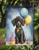 Black Toy Poodle Happy Birthday Garden Flag Mailbox Flag Decorative Yard Flag Banner Outside Patio Artwork Yard Flower Beds, Garden Size, Multicolor