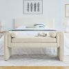 Bedroom storage stool, linen fabric storage stool, large storage space, 50.39 inches, can be used for bed end, living room, entrance, Beige