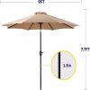 9FT Outdoor Patio Umbrella with 8 Ribs, Table Umbrellas with Push Button Tilt/Crank, UV Protection Waterproof for Garden Deck Backyard Pool, Khaki