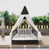 Outdoor Daybed Patio Lounge Bed with Adjustable Backrest Outdoor Double Sun Lounger with Curtains, 4 Pillows for Garden Patio Poolside Balcony Beach