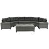 GO 8-pieces Outdoor Wicker Round Sofa Set, Half-Moon Sectional Sets All Weather, Curved Sofa Set With Rectangular Coffee Table