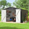 Outdoor Sheds 10FT x 10FT & Outdoor Storage Clearance, Metal Anti-Corrosion Utility Tool House with Lockable Door & Shutter Vents