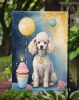 White Poodle Happy Birthday Garden Flag Mailbox Flag Decorative Yard Flag Banner Outside Patio Artwork Yard Flower Beds, Garden Size, Multicolor