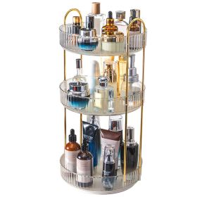 3 Tier Rotating Makeup Organizer 360° Spinning Perfume Cosmetic Storage Tray 55LBS Load Countertop Shelves for Lotion Lipstick (Color: White)