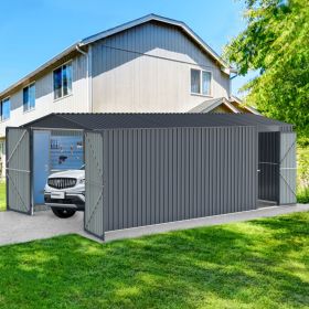Outdoor Storage Shed 20x10 FT, Metal Garden Shed Backyard Utility Tool House Building with 2 Doors and 4 Vents for Car,Truck,Bike, Garbage Can,Tool (Color: as Pic)
