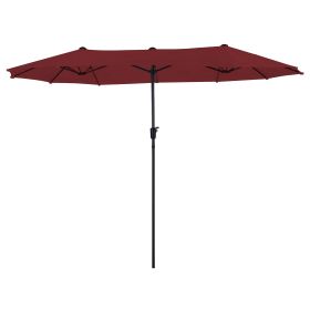 13 ft. Market No Weights Patio Umbrella 2-Side (Color: Red)