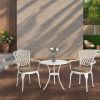 3 Piece Patio Bistro Set Cast Aluminum Bistro Table and Chairs Set of 2 with Umbrella Hole,All Weather Metal Bistro Table Set