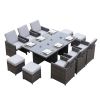 Direct Wicker 11-Piece Outdoor Wicker Dining Set Garden Rattan Dining Chair Lounge Set