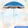 6.5 FT Beach Umbrella with Fringe Outdoor Tassel Umbrella with Push Button Tilt