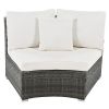 Outdoor Patio Furniture Luxury Circular Outdoor Sofa Set Rattan Wicker Sectional Sofa Lounge Set with Tempered Glass Coffee Table, 6 Pillows